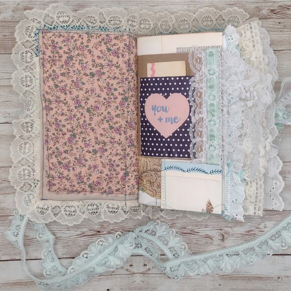 Turquoise Embellished Junk Journal: Flowers, Birds and Butterflies (Everything) - Picture 14 of 16